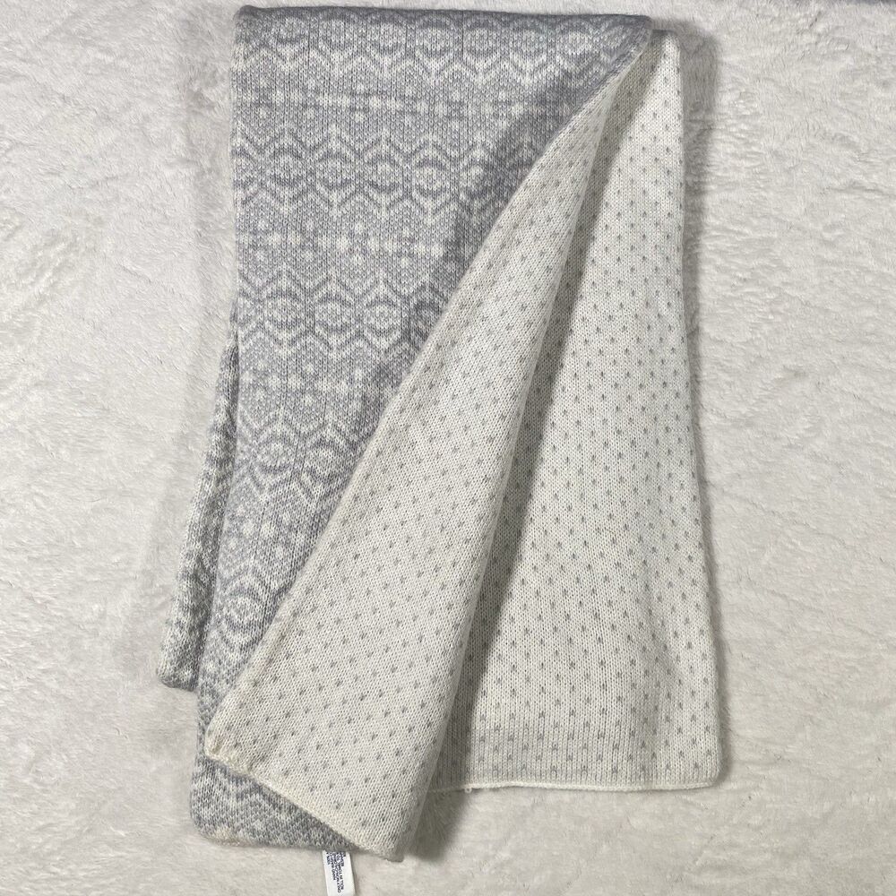Women's Reversible Knit Scarf Fair Isle Nordic Polka Dot Cozy Cabin Core NWT